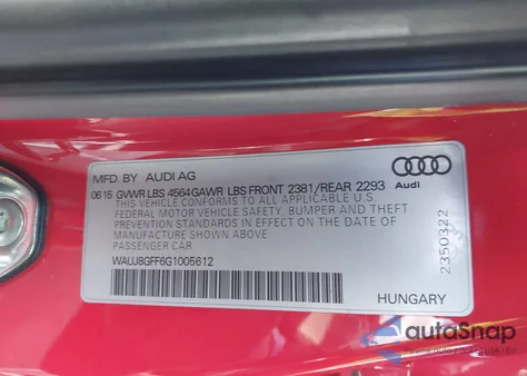 2016 Audi A3 2.0T Premium z USA, uszkodzony, nr VIN WAUJ8GFF6G1005612